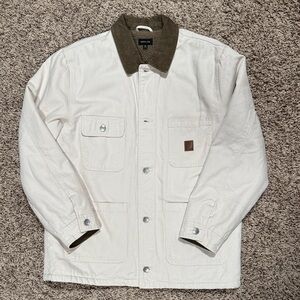 Brixton White Jacket with Dark Brown Collar